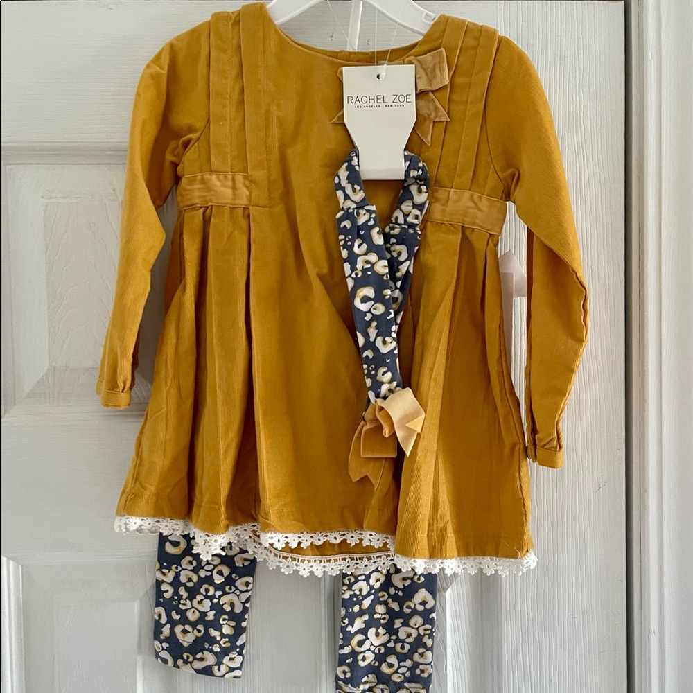 Rachel Zoe Mustard Girl Set w/ Bow - 24 Months NWT